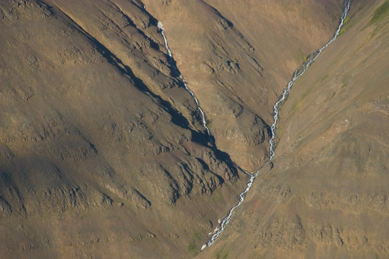 Aerial View Of Stream In Lambárskálar Range